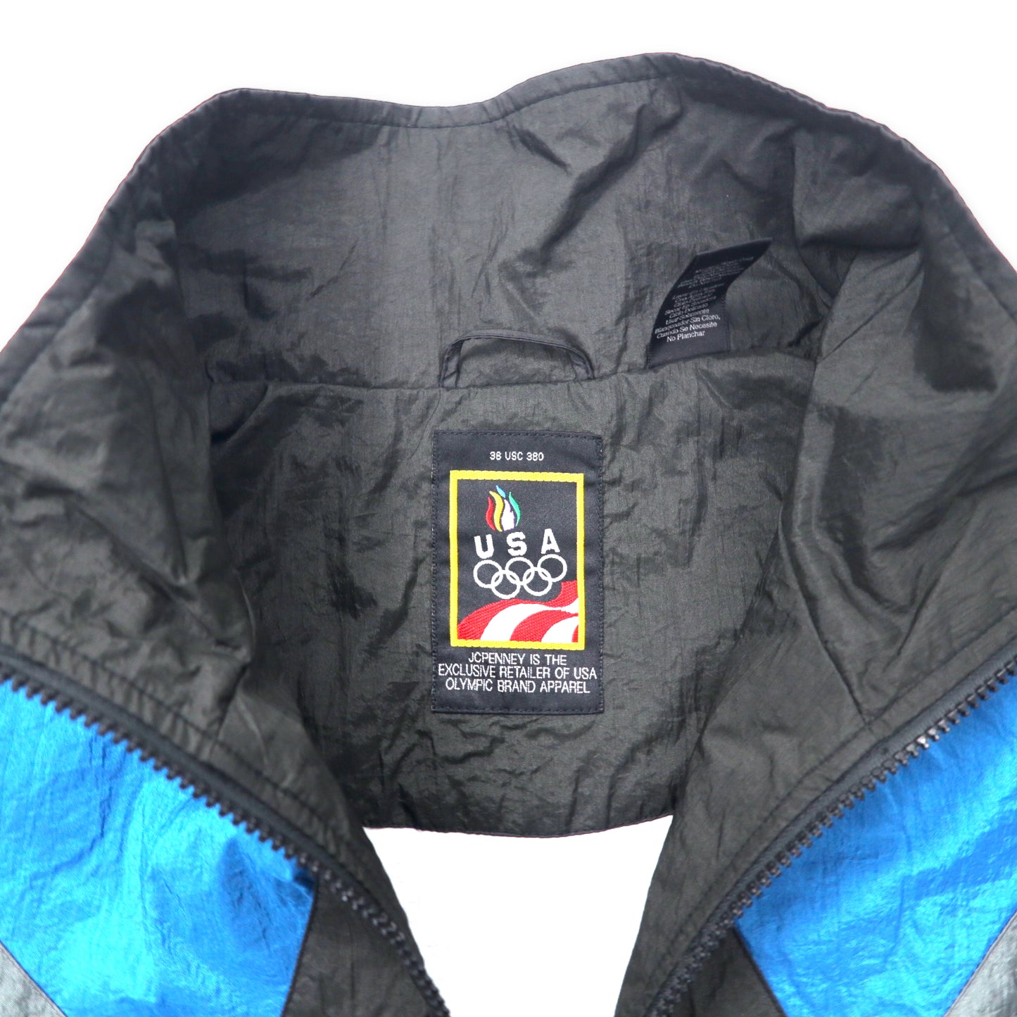 JC PENNEY 90年代 ナイロンジャケット LT ブラック USA OLYMPIC ワンポイント刺繍 ビッグサイズ