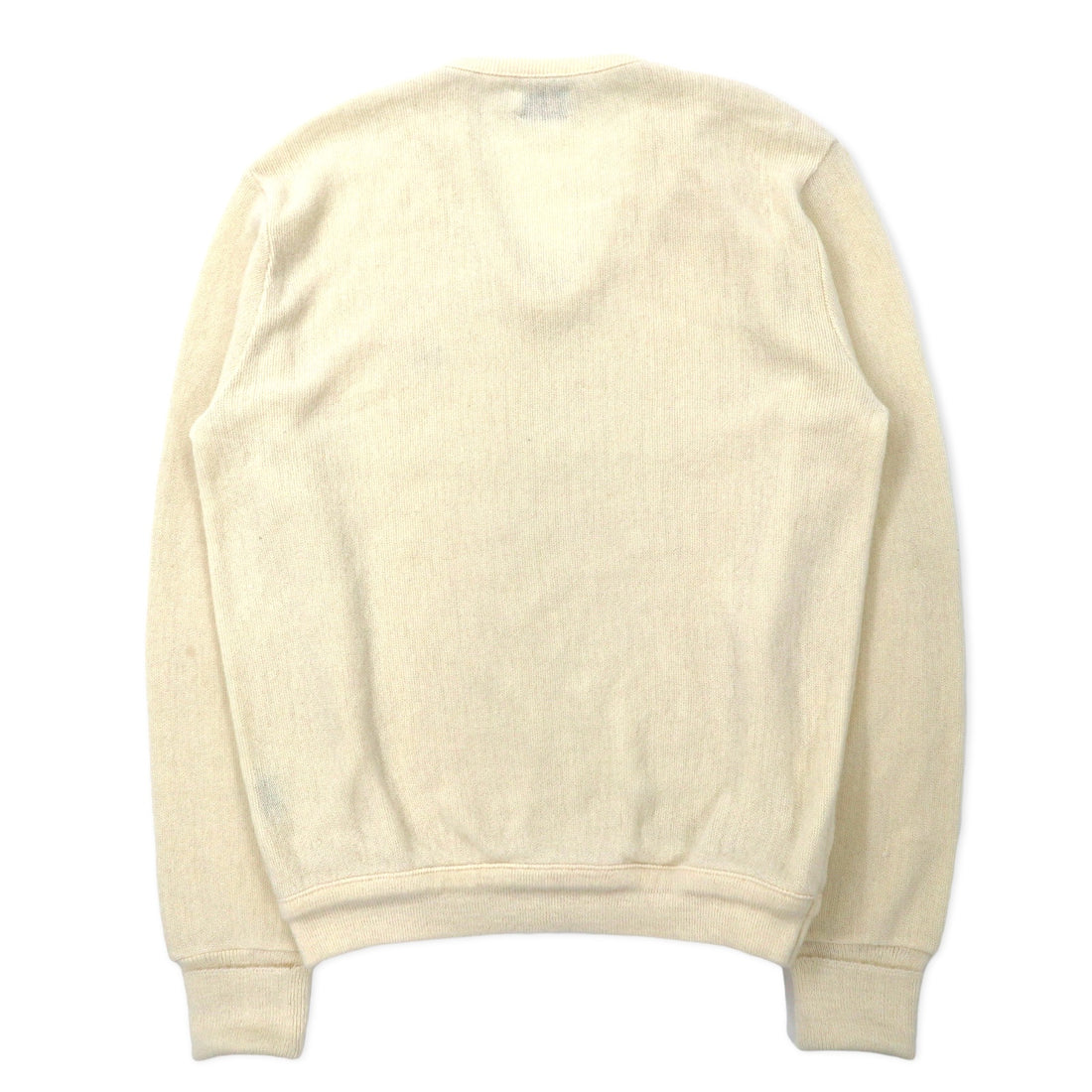 IZOD LACOSTE 70s Spool Tag V-neck Acrylic Knit Sweater L White One Point Logo