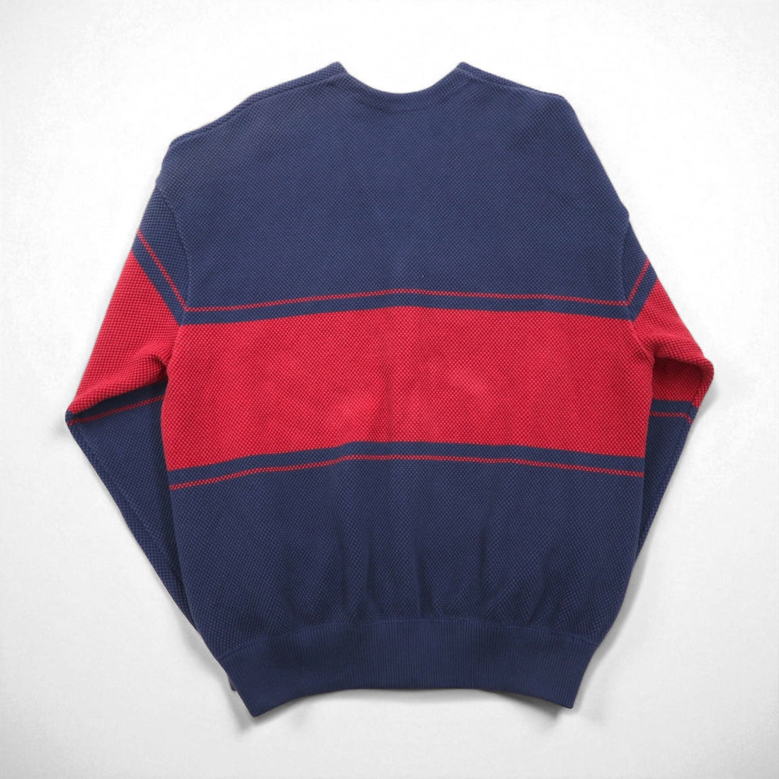 crepuscule ニット カーディガン 鹿の子 M ネイビー Border Moss Stitch V/N Cardigan ビッグサイズ 日本製 2001-002