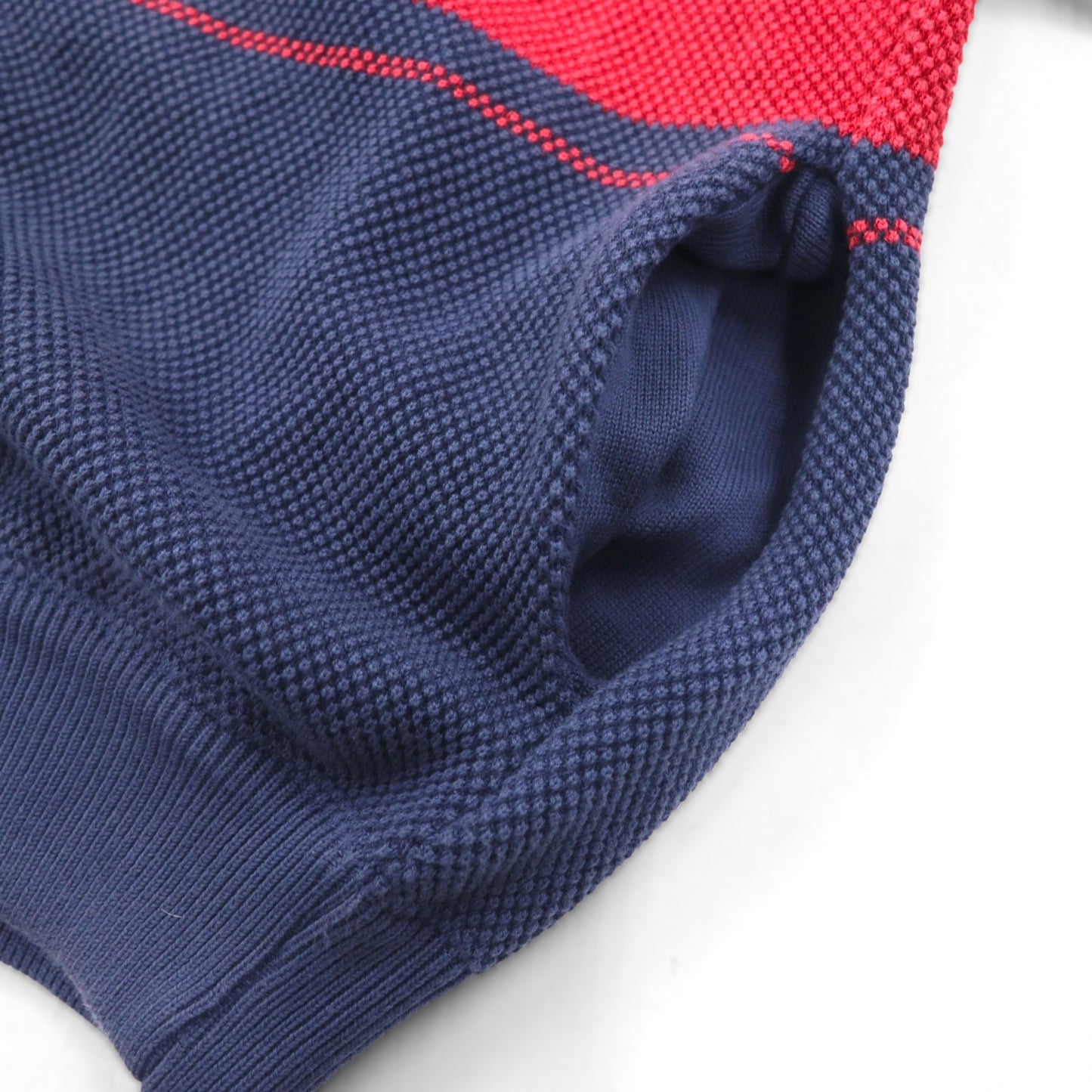 crepuscule ニット カーディガン 鹿の子 M ネイビー Border Moss Stitch V/N Cardigan ビッグサイズ 日本製 2001-002