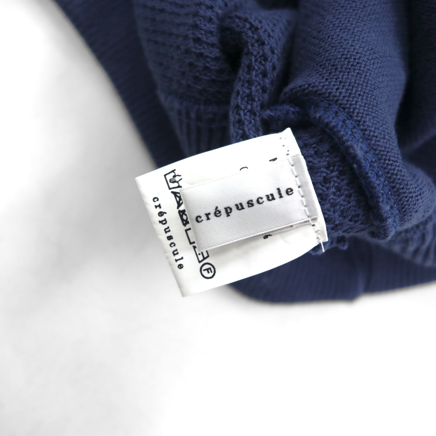 crepuscule ニット カーディガン 鹿の子 M ネイビー Border Moss Stitch V/N Cardigan ビッグサイズ 日本製 2001-002