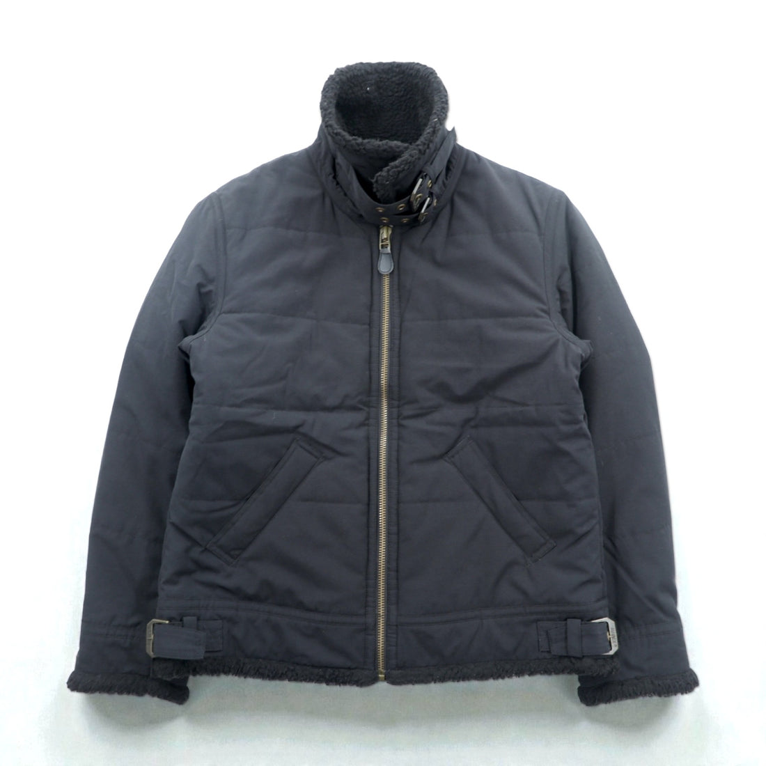 AVIREX B-3 Padded Flight Jacket, Large, Black, Chin Strap, Boa Collar, 6152232