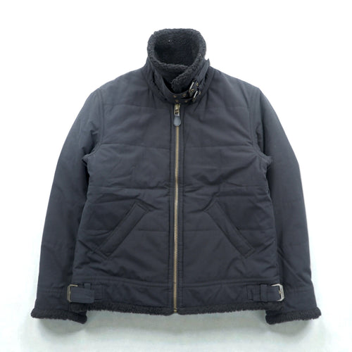 AVIREX B-3 Padded Flight Jacket, Large, Black, Chin Strap, Boa Collar, 6152232