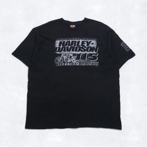 HARLEY DAVIDSON 両面プリント Vネック Tシャツ 2XL ブラック バイク WISCONSIN
