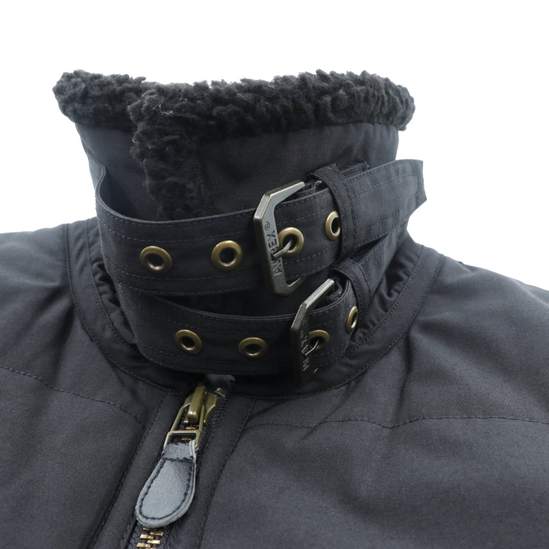 AVIREX B-3 Padded Flight Jacket, Large, Black, Chin Strap, Boa Collar, 6152232
