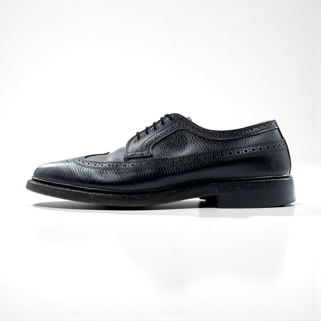 Churchill Wingtip Full Brogue Dress Shoes, Size 27.5cm, Black Grain Leather, 70084
