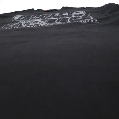 HARLEY DAVIDSON Double-sided Print V-neck T-shirt 2XL Black Bike WISCONSIN