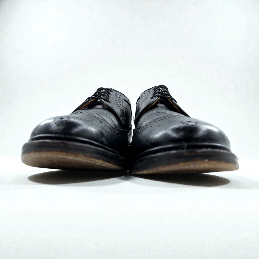 Churchill Wingtip Full Brogue Dress Shoes, Size 27.5cm, Black Grain Leather, 70084