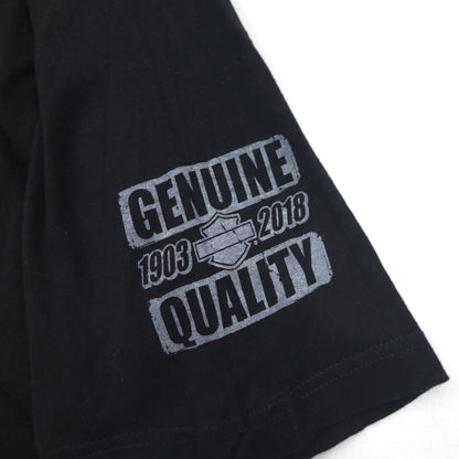 HARLEY DAVIDSON Double-sided Print V-neck T-shirt 2XL Black Bike WISCONSIN