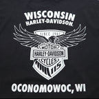 HARLEY DAVIDSON 両面プリント Vネック Tシャツ 2XL ブラック バイク WISCONSIN