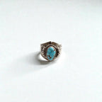 Vintage Native American Style Sterling Silver Turquoise Ring Split Shank Southwestern