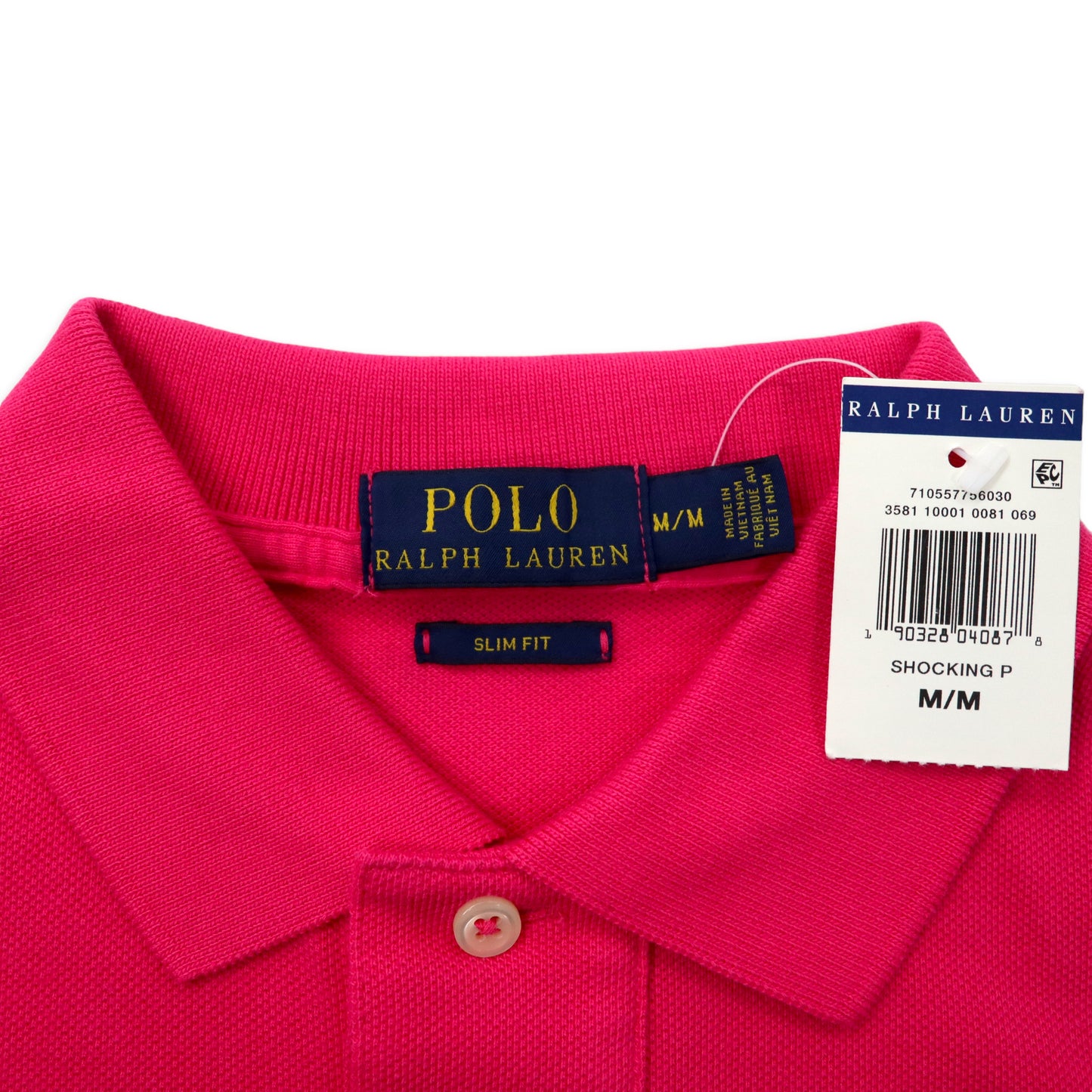 POLO RALPH LAUREN ポロシャツ M ピンク コットン SLIM FIT スモールポニー刺繍 未使用品