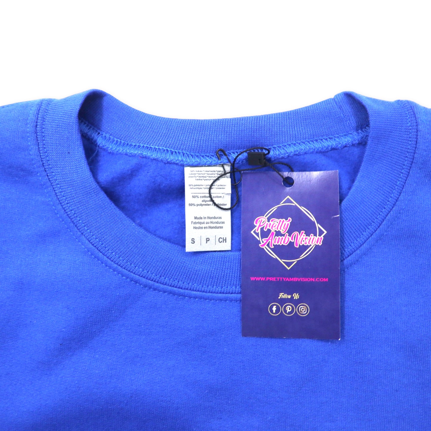 College Print Sweat shirt カレッジプリント スウェット S ブルー コットン 裏起毛 HAMPTON ホンジュラス製 未使用品