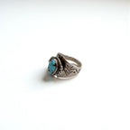 Vintage Native American Style Sterling Silver Turquoise Ring Split Shank Southwestern
