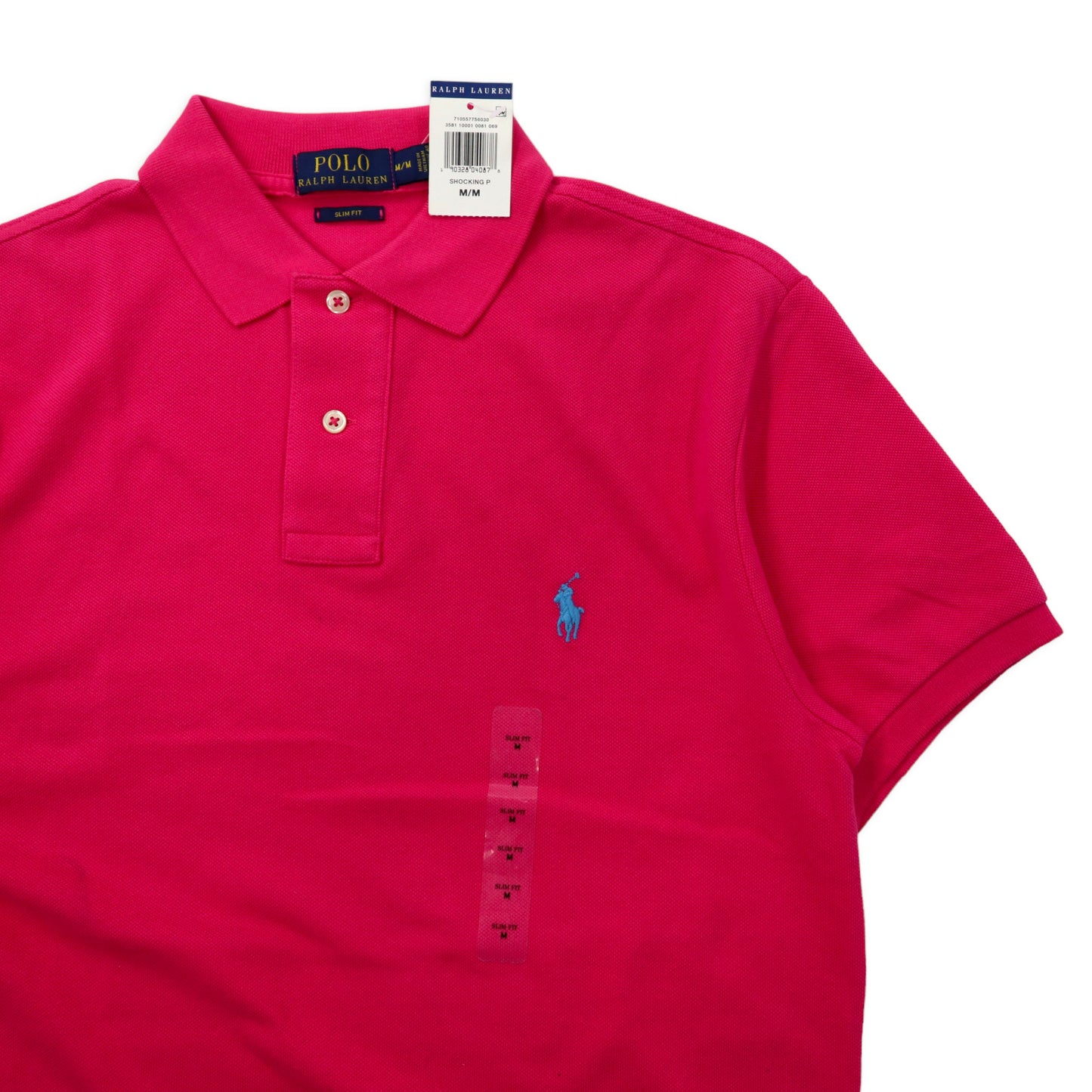 POLO RALPH LAUREN ポロシャツ M ピンク コットン SLIM FIT スモールポニー刺繍 未使用品