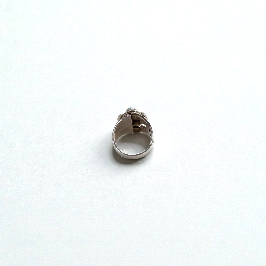Vintage Native American Style Sterling Silver Turquoise Ring Split Shank Southwestern