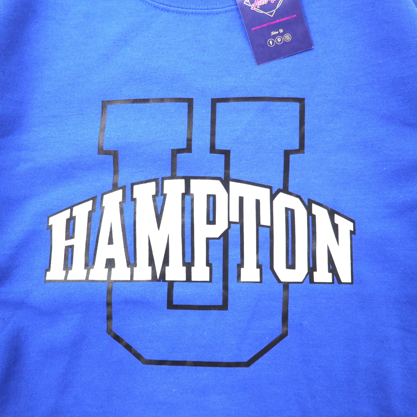 College Print Sweat shirt カレッジプリント スウェット S ブルー コットン 裏起毛 HAMPTON ホンジュラス製 未使用品