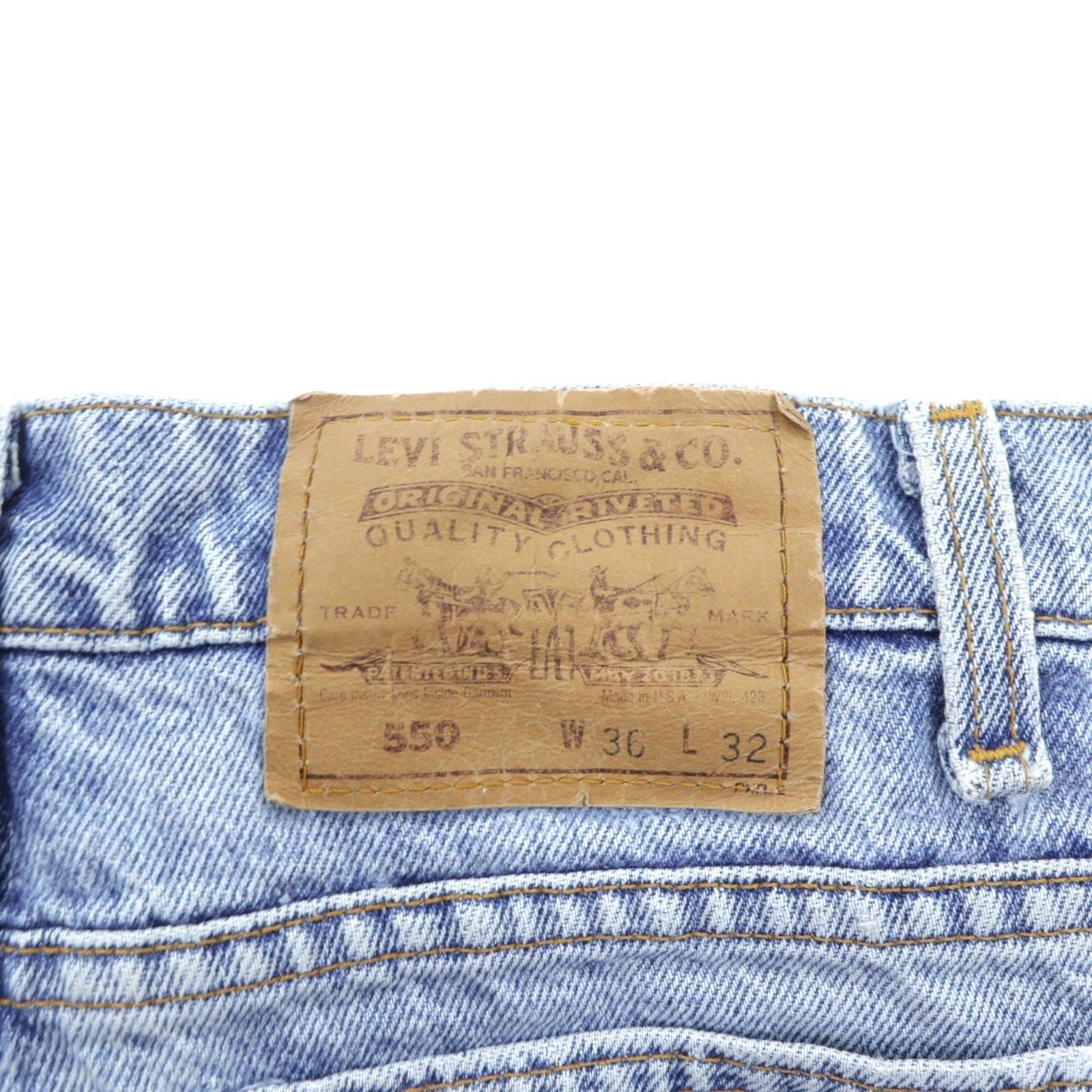 Levi's 90s Made in USA 550 Baggy Relaxed Fit Tapered Denim Pants Jeans, Size L, Indigo, 40550-0289