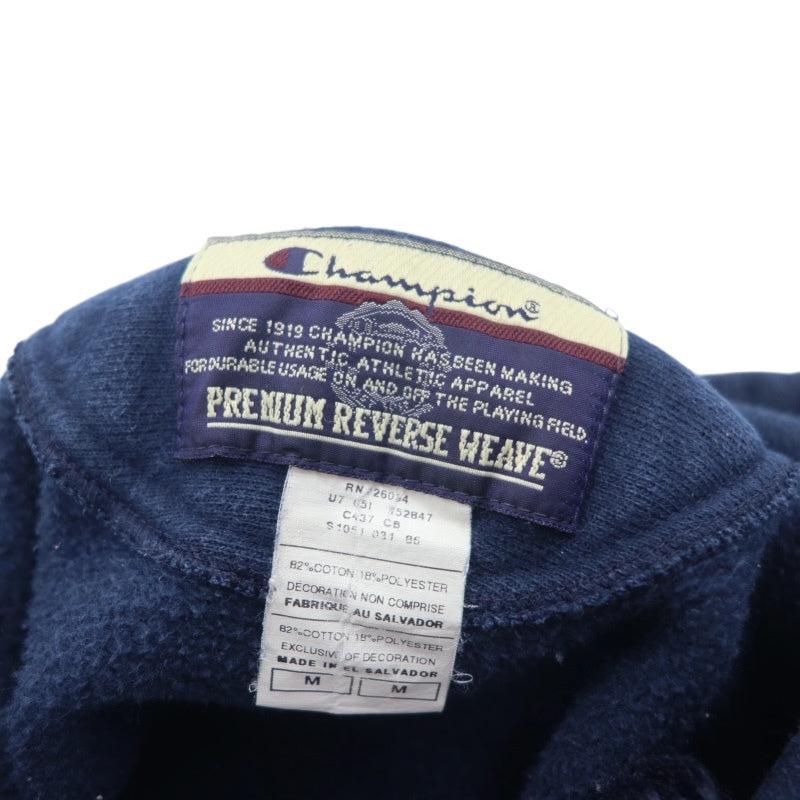 Champion PREMIUM Reverse Weave Pullover Hoodie, Size M, Navy, Cotton, Walpole Basketball, Made in El Salvador