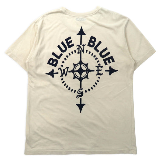 BLUE / BLUE ポケットTシャツ 3 クリーム コットン バックプリント コンパス ビッグサイズ 日本製