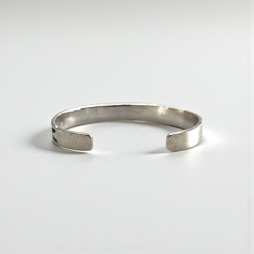 Nora Tahe Bill Navajo Sterling Silver Stamped Cuff Bracelet Native American NORA Hallmark