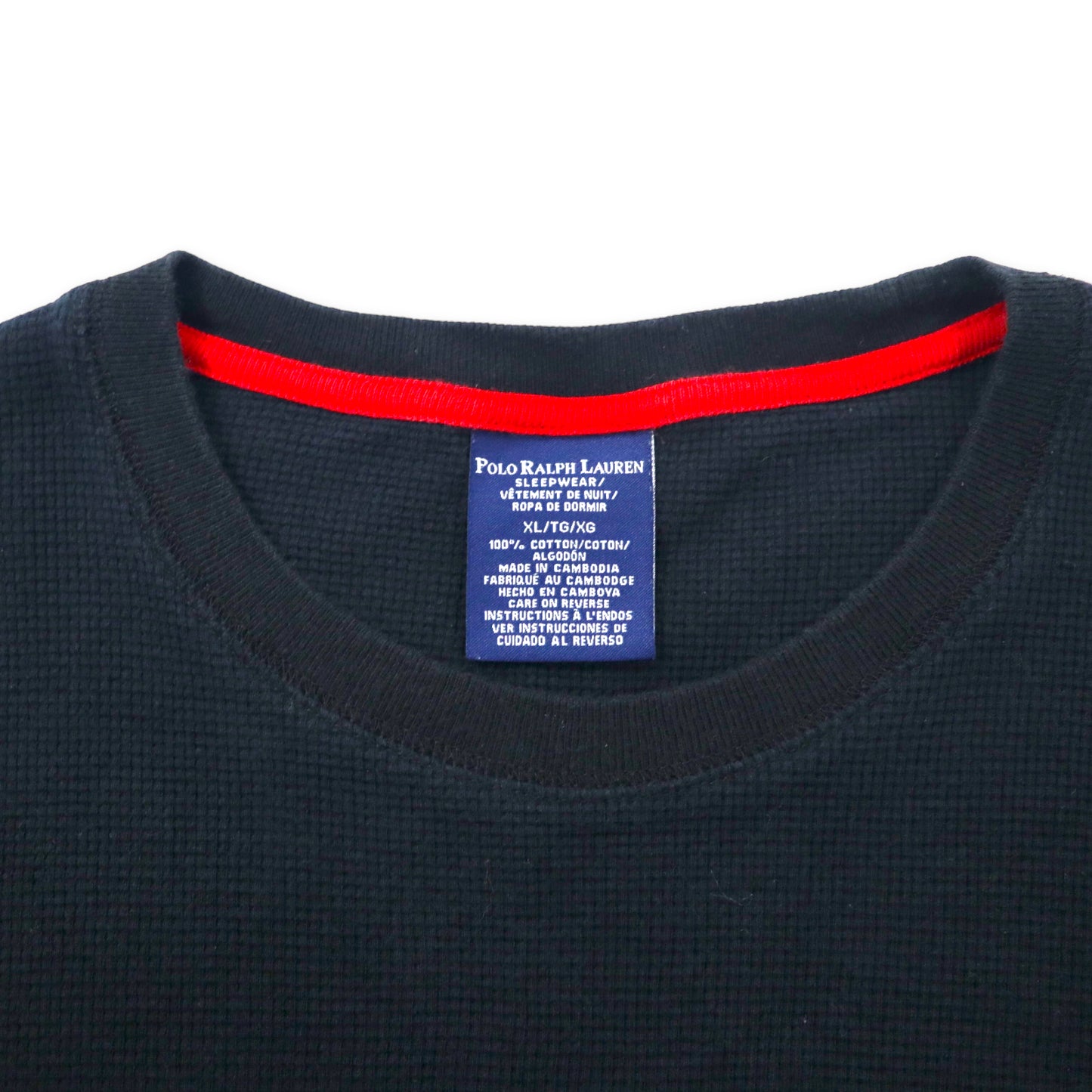 POLO RALPH LAUREN サーマル ロングスリーブ Tシャツ ロンT XL ブラック コットン スモールポニー刺繍