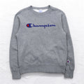 Champion Crew Neck Sweatshirt M Grey Cotton Logo Print C3-H004