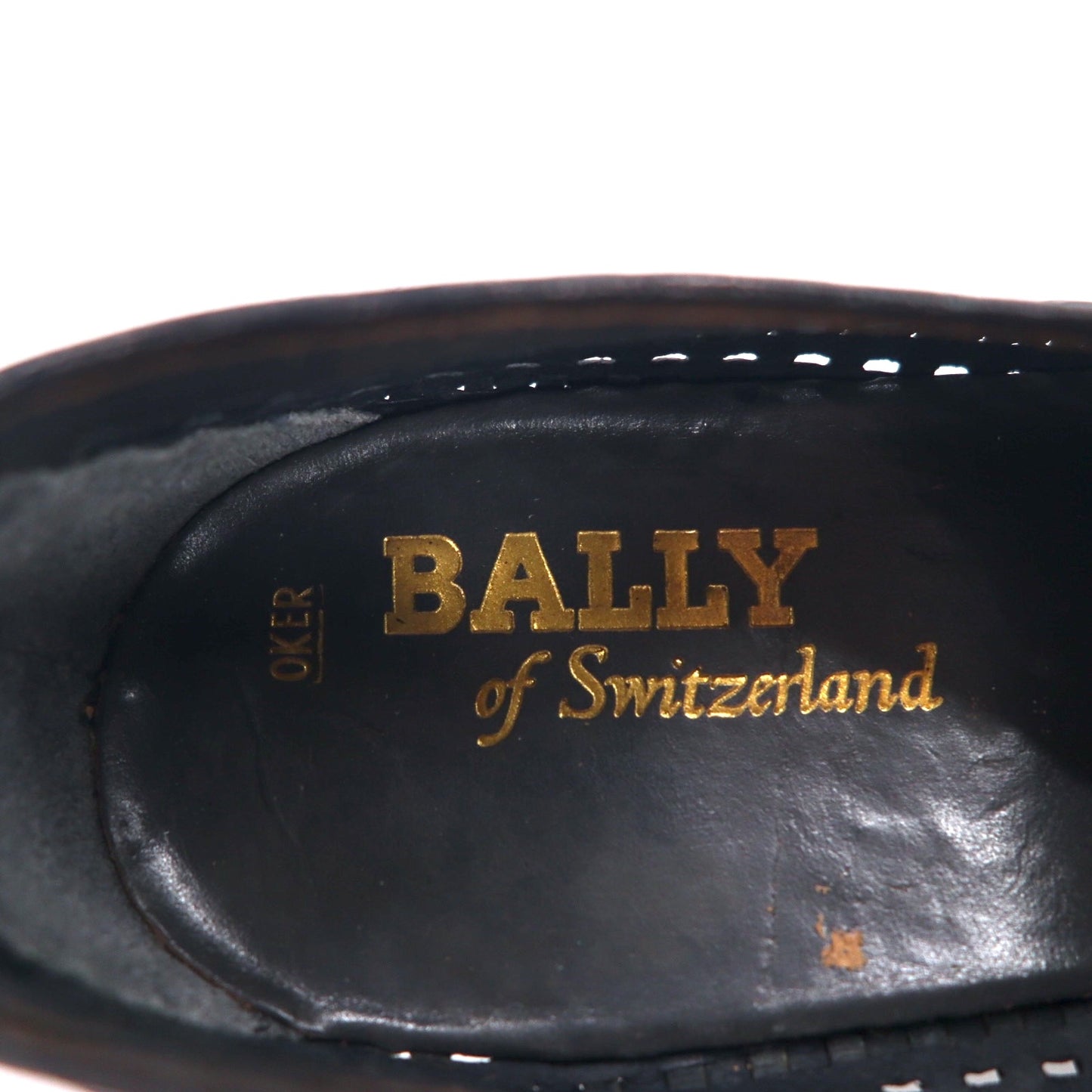 BALLY スイス製 イントレチャート ローファー 26cm ブラック メッシュ レザー 編み込み OKER