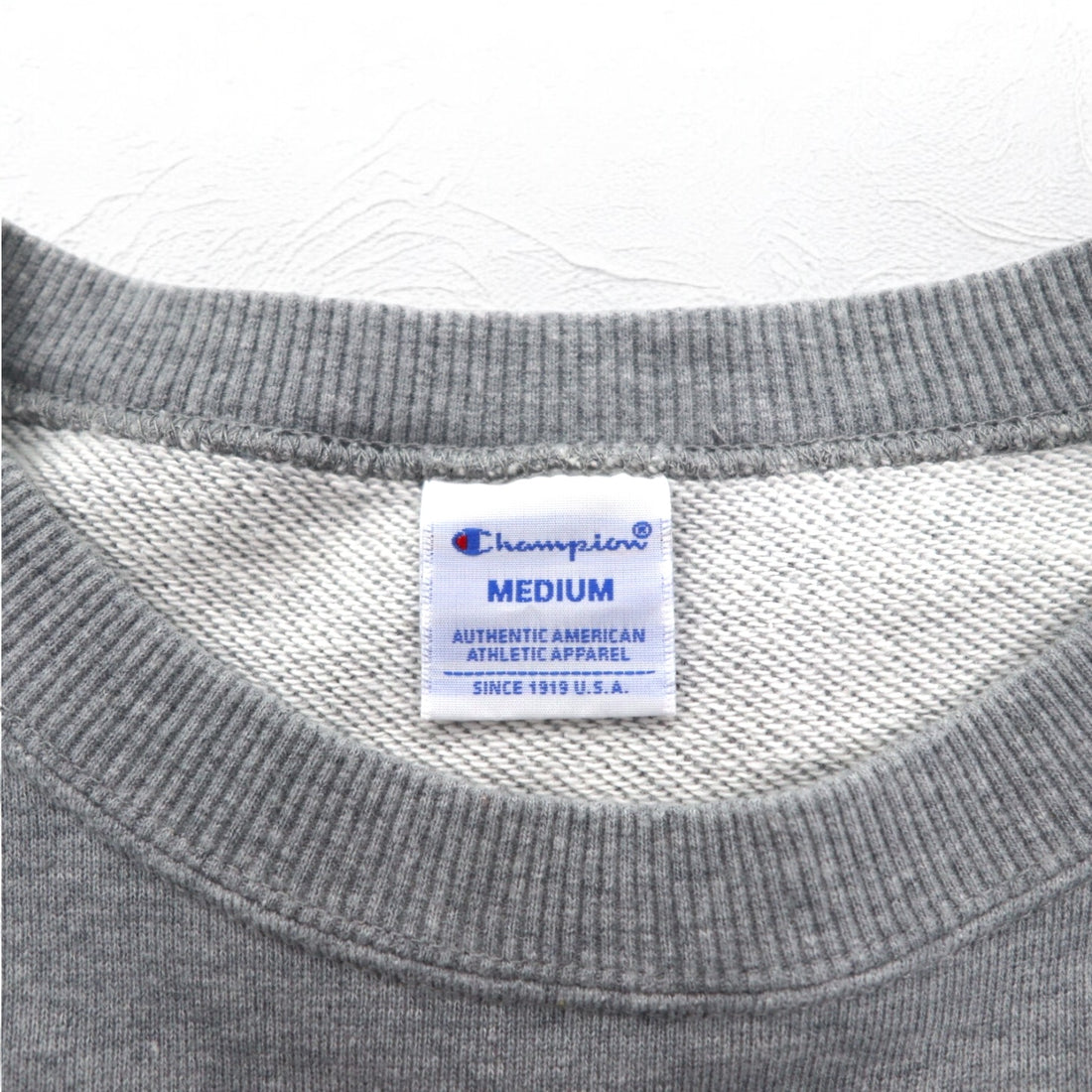 Champion Crew Neck Sweatshirt M Grey Cotton Logo Print C3-H004