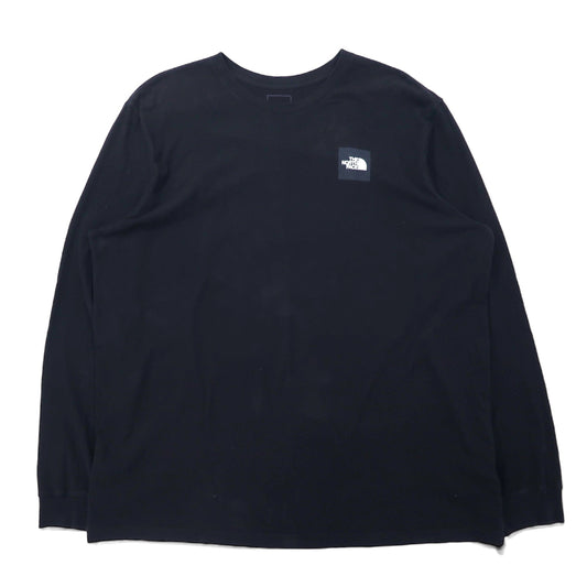 THE NORTH FACE ボックスロゴ プリント ロングスリーブ Tシャツ ロンT XXL ブラック コットン US規格 エルサルバドル製