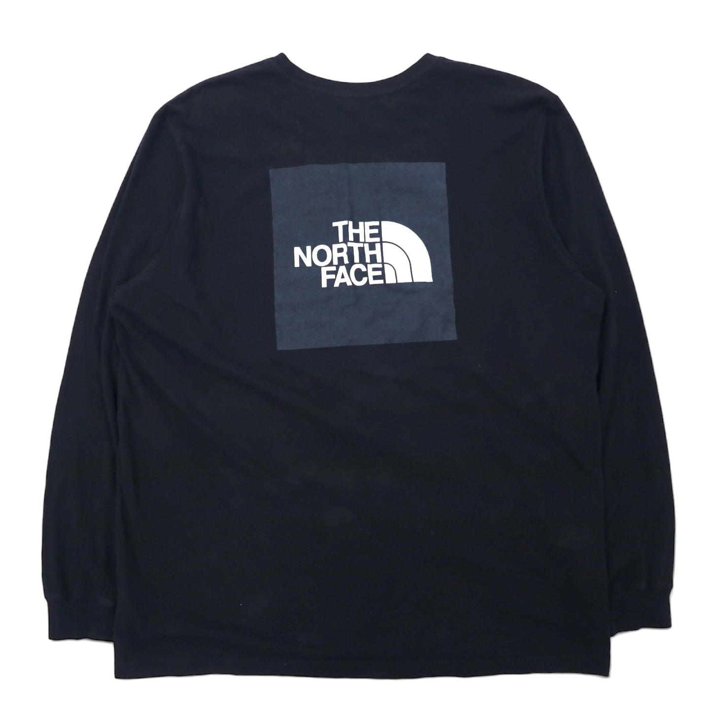 THE NORTH FACE ボックスロゴ プリント ロングスリーブ Tシャツ ロンT XXL ブラック コットン US規格 エルサルバドル製