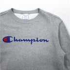 Champion Crew Neck Sweatshirt M Grey Cotton Logo Print C3-H004