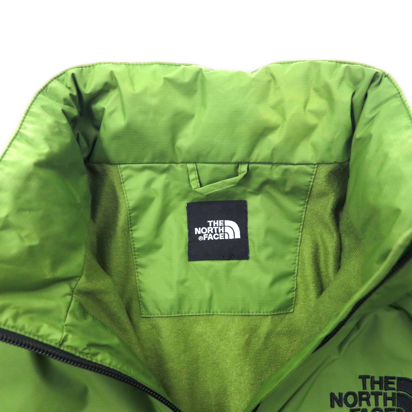 THE NORTH FACE ソフトシェルジャケット マウンテンパーカー M カーキ ナイロン 止水ジップ フード収納式 HYVENT 透湿 防水 ロゴ刺繍