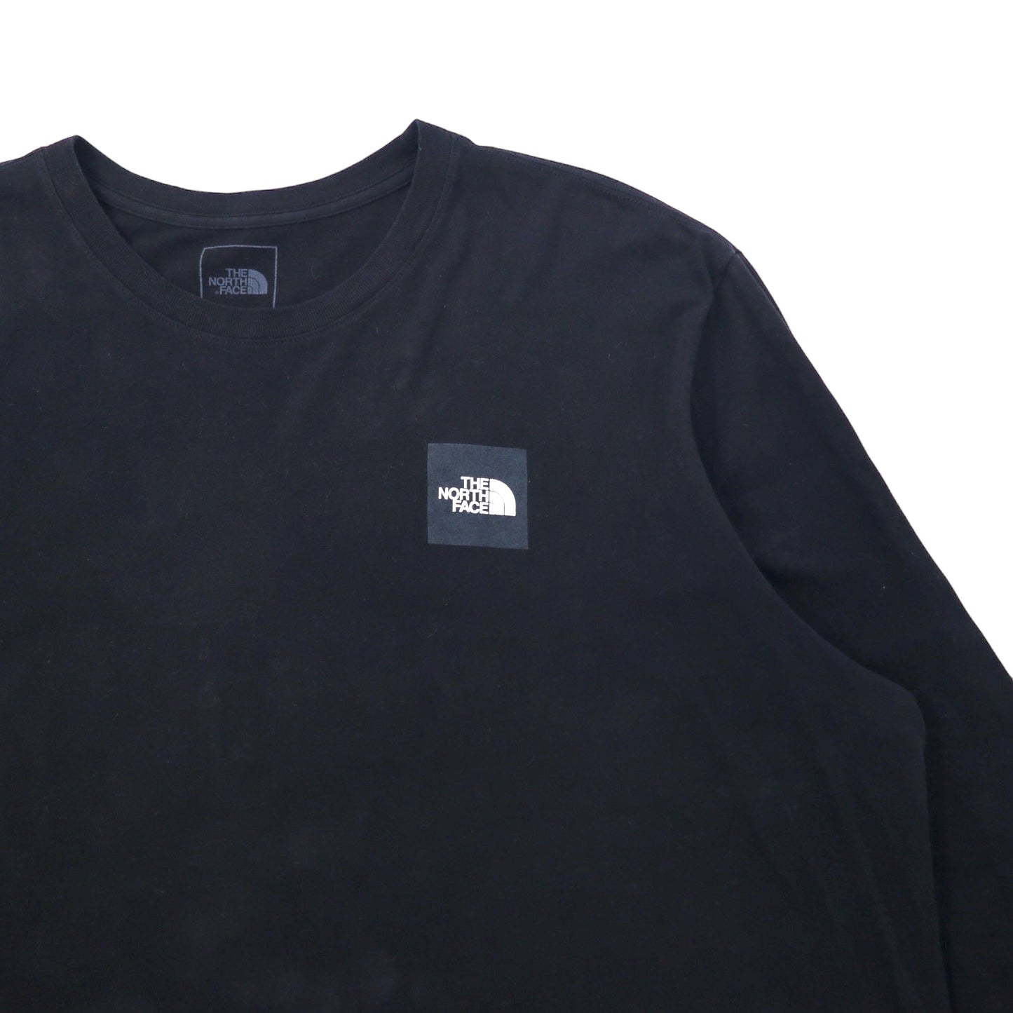 THE NORTH FACE ボックスロゴ プリント ロングスリーブ Tシャツ ロンT XXL ブラック コットン US規格 エルサルバドル製