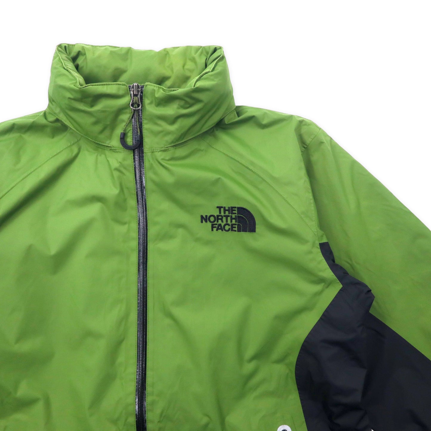 THE NORTH FACE ソフトシェルジャケット マウンテンパーカー M カーキ ナイロン 止水ジップ フード収納式 HYVENT 透湿 防水 ロゴ刺繍