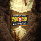 Cortefiel 70年代 スペイン製 ヴィンテージ ギャングコート コーデュロイ L ブラウン ファー 襟