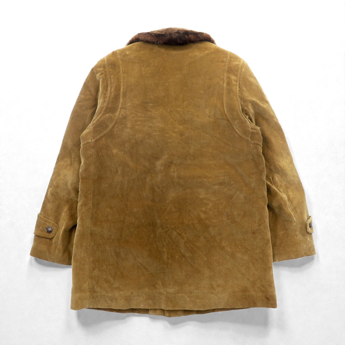 Cortefiel 70s Spanish Made Vintage Gangster Coat, Corduroy, Large, Brown Fur Collar