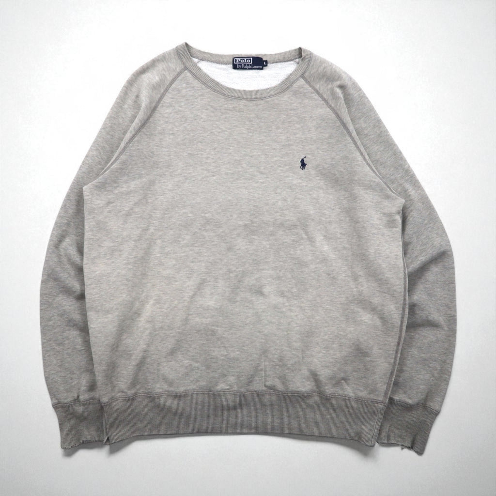 Polo Ralph Lauren 90s Made in Japan Sweatshirt, Gray, Size L, Cotton, Distressed Finish