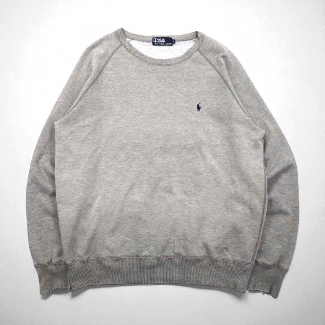 Polo Ralph Lauren 90s Made in Japan Sweatshirt, Gray, Size L, Cotton, Distressed Finish
