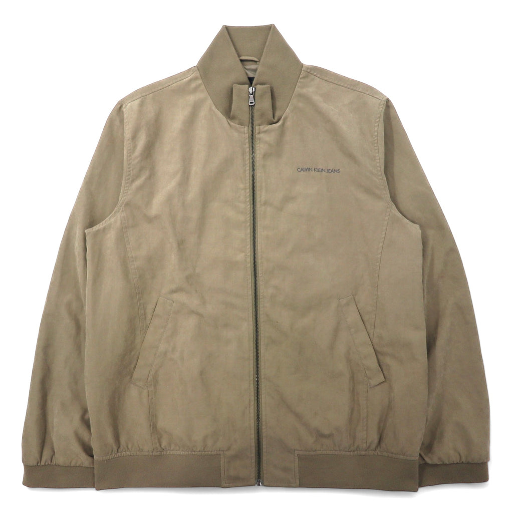 日本然リトテ-古着オンライン-Calvin Klein Jeans ピーチスキン ブルゾン XL ベージュ ポリエステル ワンポイントロゴ 刺繍-Calvin Klein Jeans Peach Skin Blouson XL Beige Polyester One Point Logo Embroidery