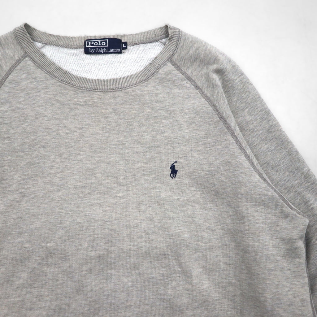 Polo Ralph Lauren 90s Made in Japan Sweatshirt, Gray, Size L, Cotton, Distressed Finish