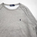 Polo Ralph Lauren 90s Made in Japan Sweatshirt, Gray, Size L, Cotton, Distressed Finish