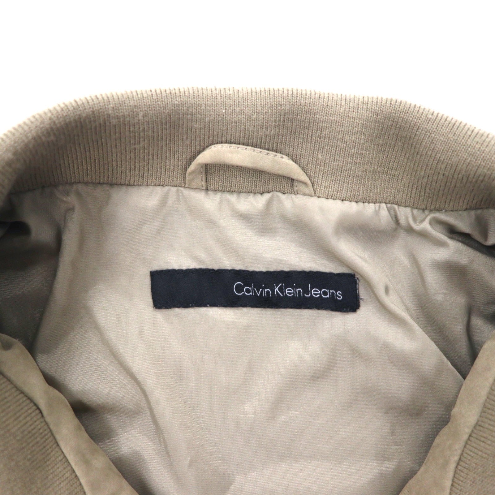 Calvin Klein Jeans ピーチスキン ブルゾン XL ベージュ ポリエステル ワンポイントロゴ 刺繍