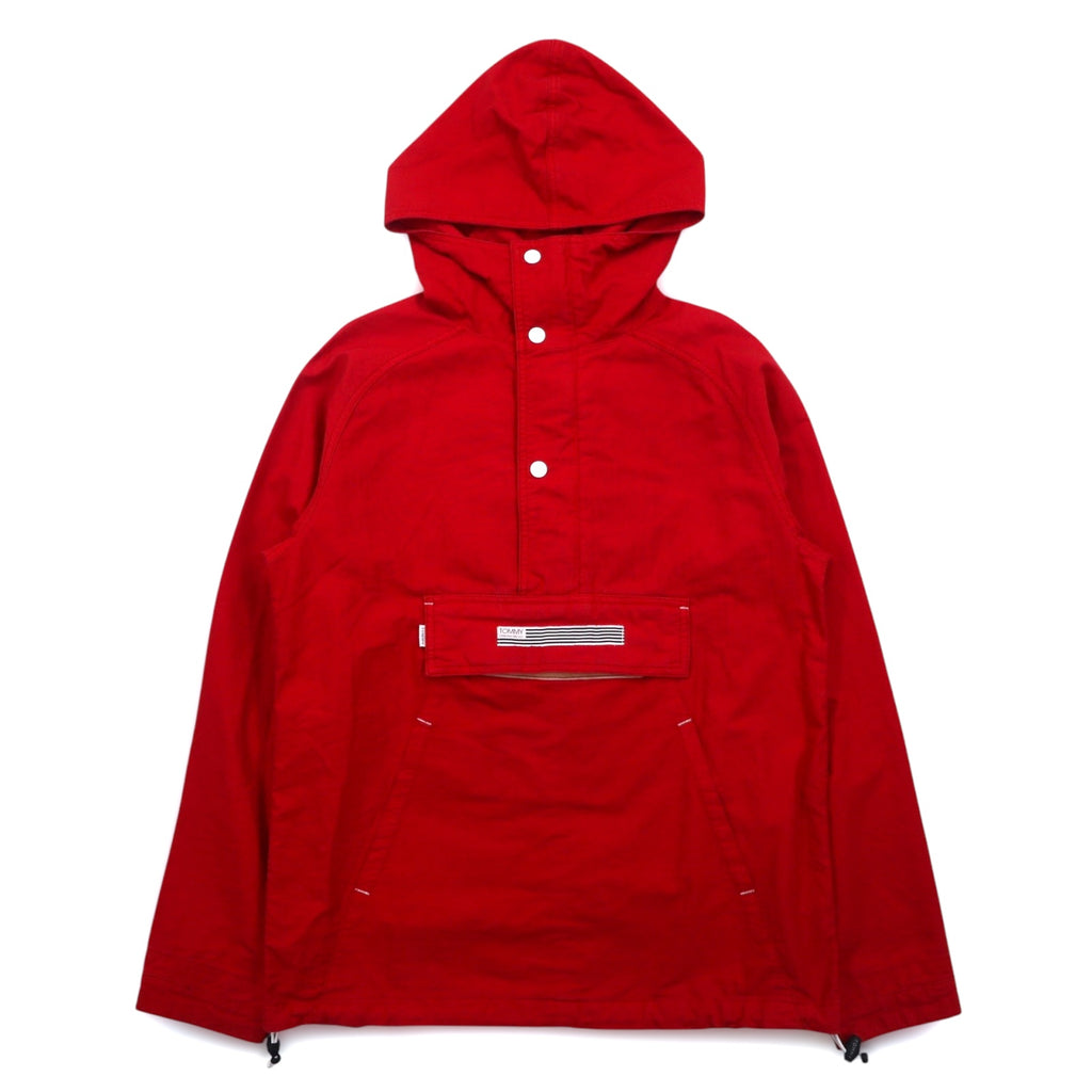 TOMMY Anorak Parka S Red Cotton Half Zip Drawstring Kangaroo Pocket
