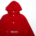 TOMMY Anorak Parka S Red Cotton Half Zip Drawstring Kangaroo Pocket