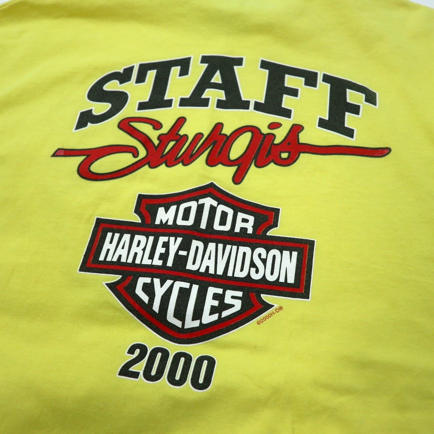 HARLEY DAVIDSON USA製 ロゴプリント Tシャツ L イエロー コットン Hanes BEEFY-T