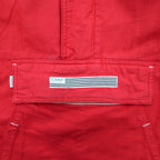 TOMMY Anorak Parka S Red Cotton Half Zip Drawstring Kangaroo Pocket