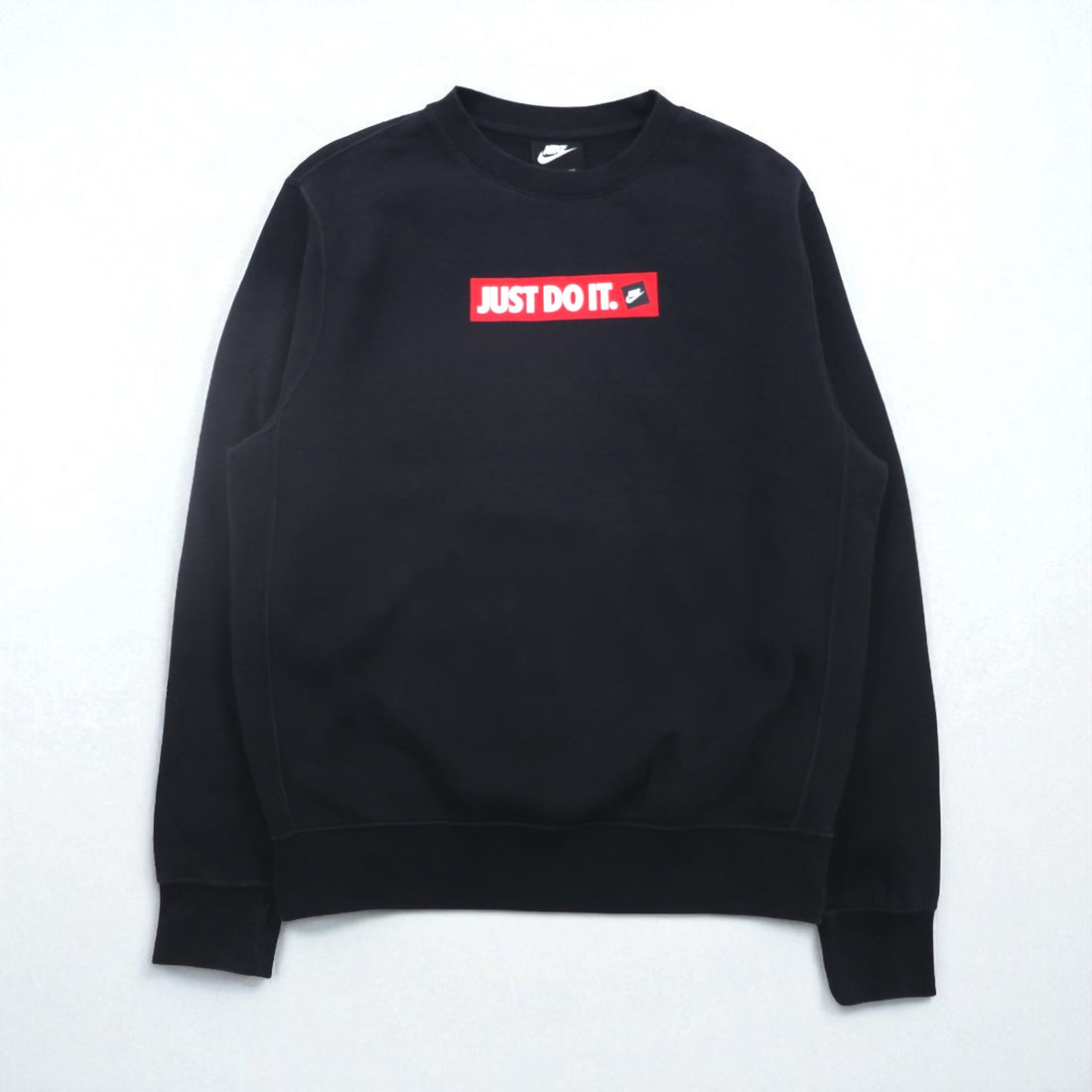 NIKE Crew Fleece Sweatshirt, Size Small, Black Cotton, JDI BSTR BV5090-010
