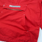 TOMMY Anorak Parka S Red Cotton Half Zip Drawstring Kangaroo Pocket