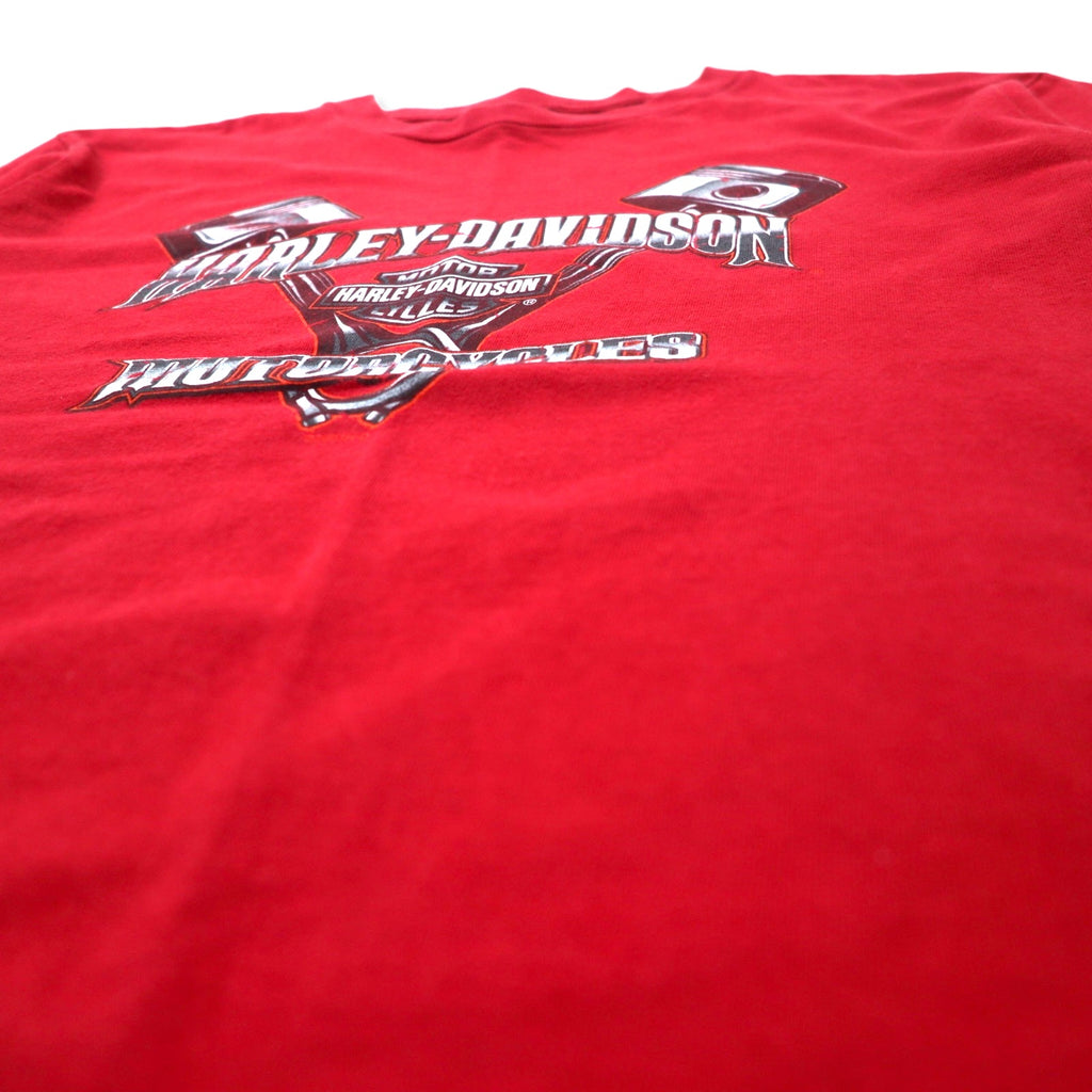 HARLEY DAVIDSON USA made logo print T-shirt L Red Cotton Bahamas